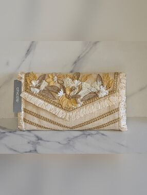 BNWT - Chico's Floral Woven Clutch